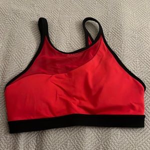 strappy red mesh bra